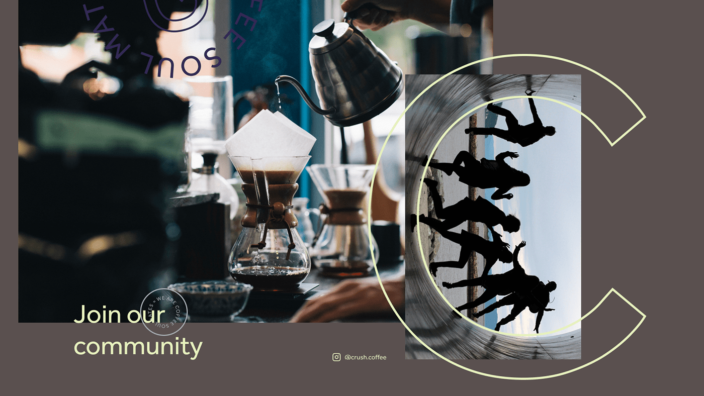 cafe Coffee community Crush branding  identity logo soul youth