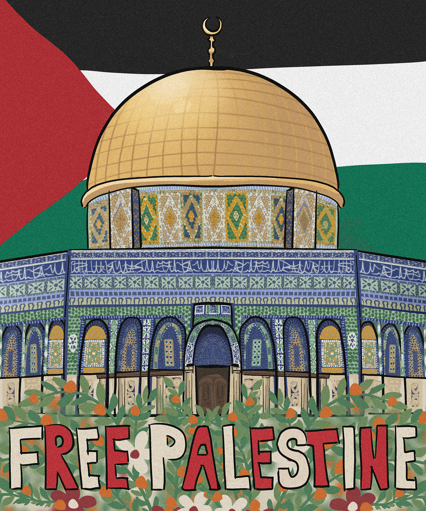 art artist Digital Art  digital illustration FREE PALESTINE  Freedom Art ILLUSTRATION  Illustrator palestine
