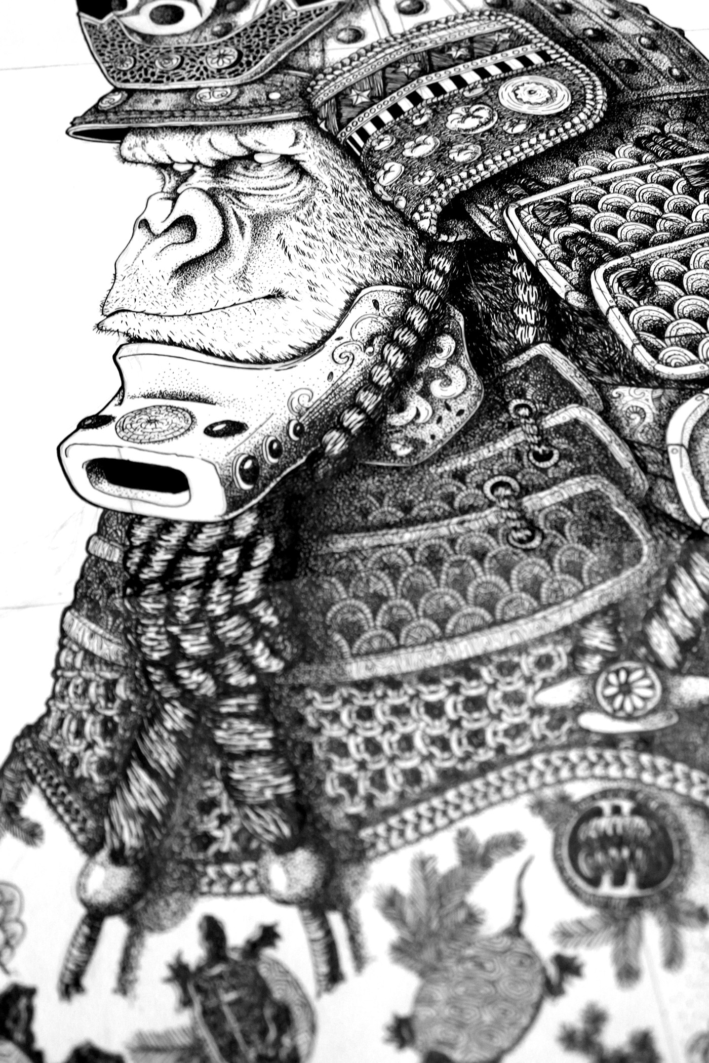 draw samurai gorilla sketchs black and white