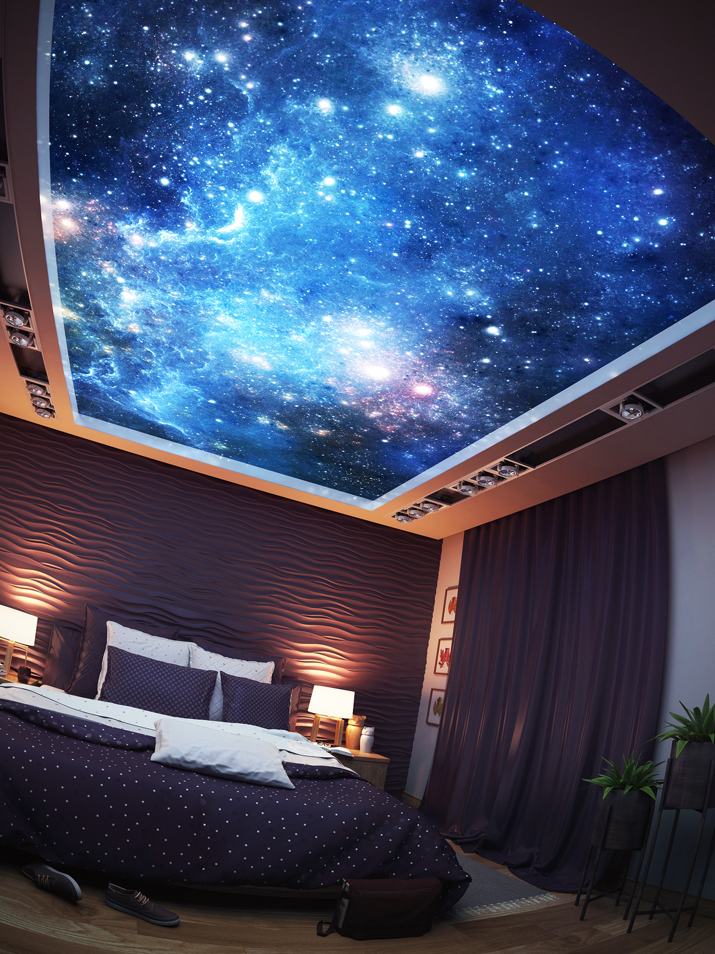 Space  universe Interior bedroom