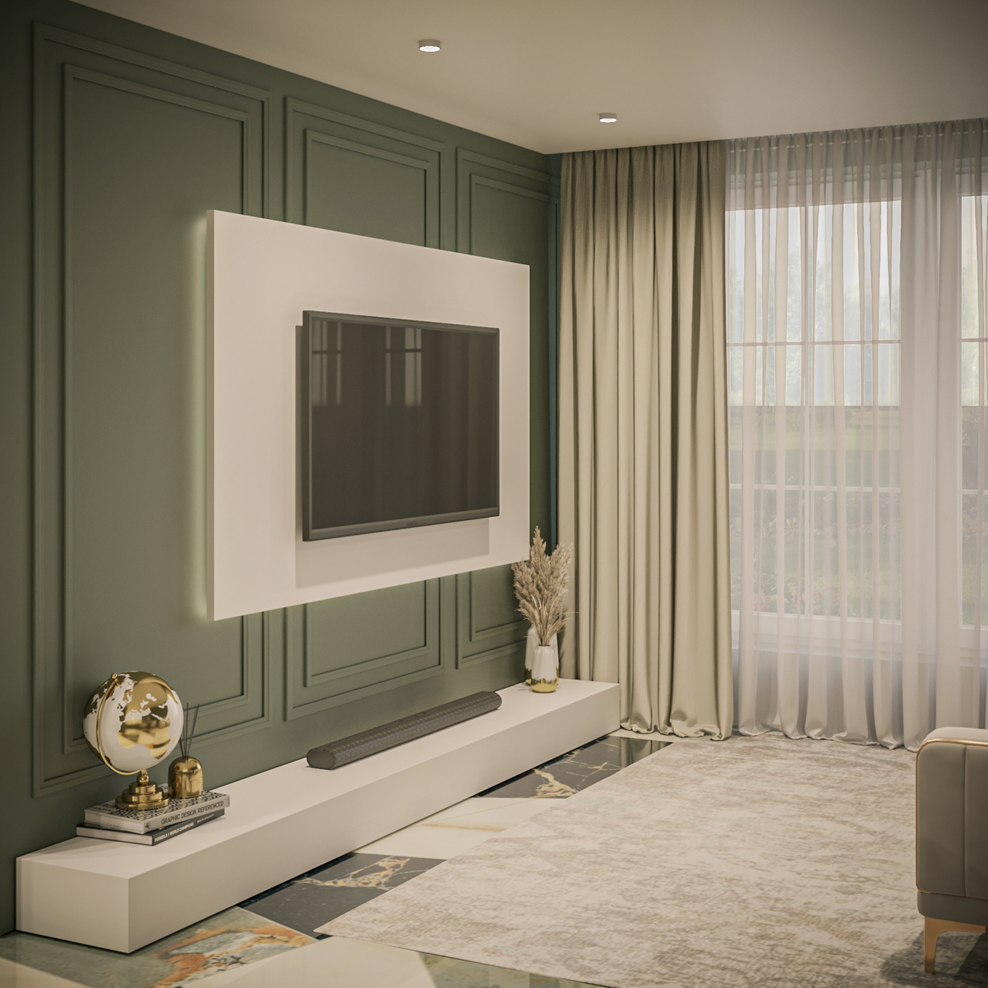 Interior visualization 3ds max corona interior design  living room kitchen living house 3D
