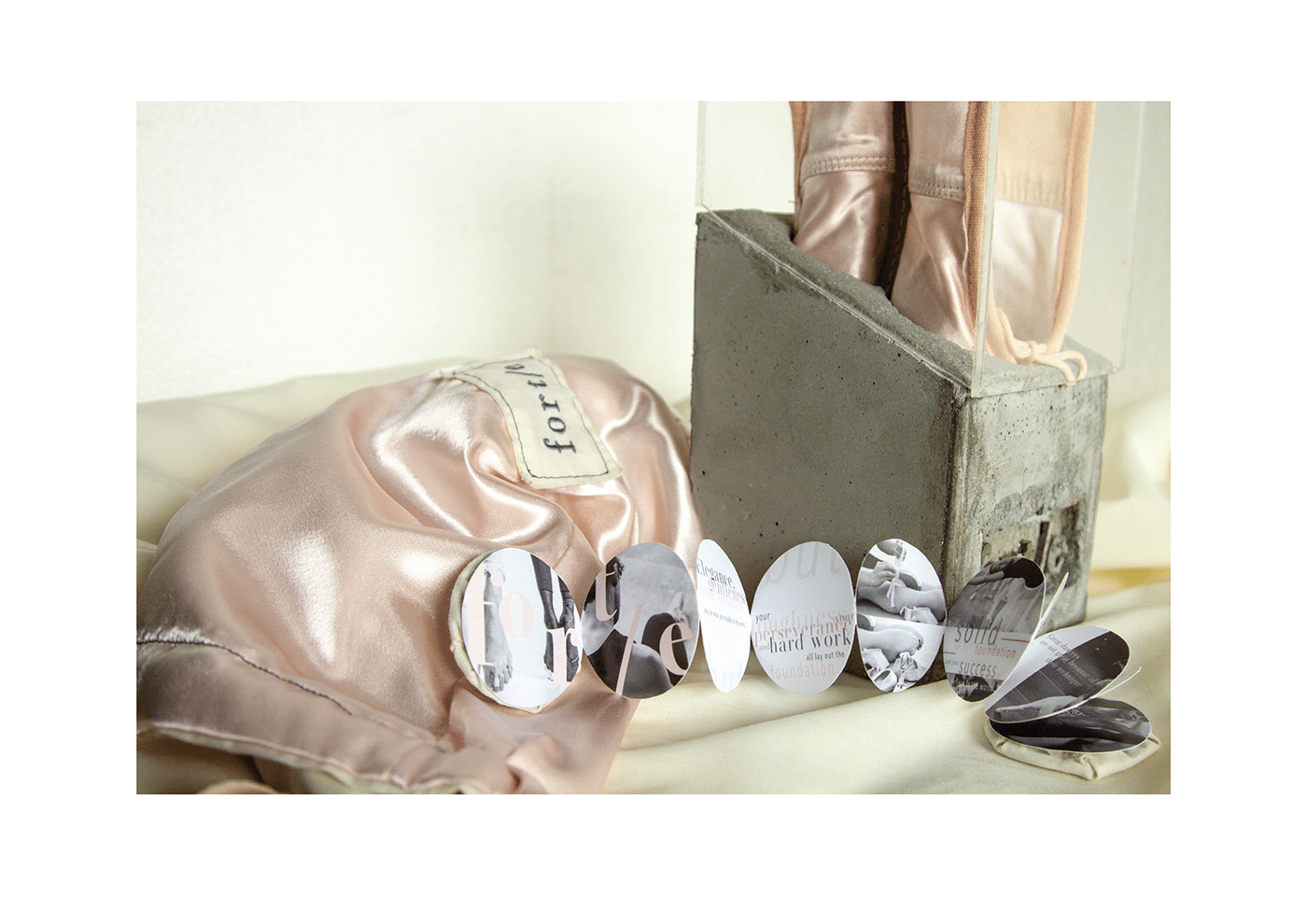 ballerina ballet concrete design elegant limited edition Packaging perspex satin shoes