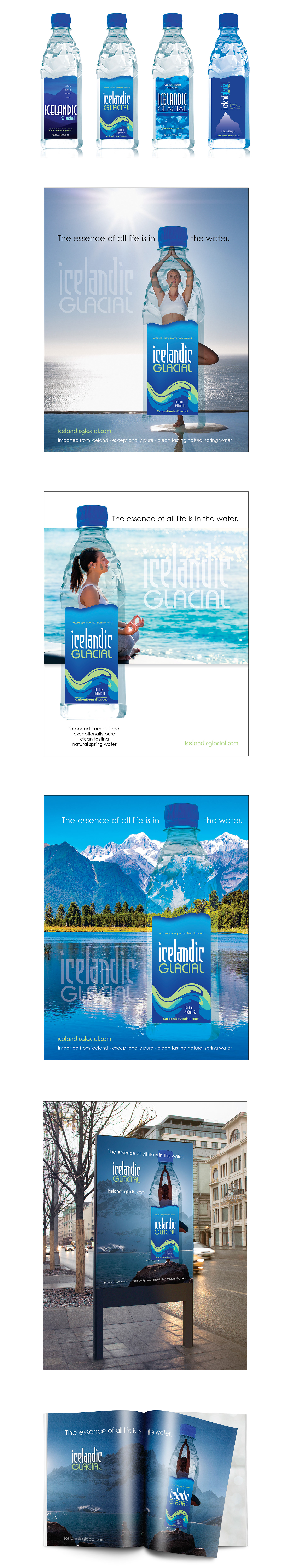 Icelandic Glacial logo design, label design and advertising campaign proposal