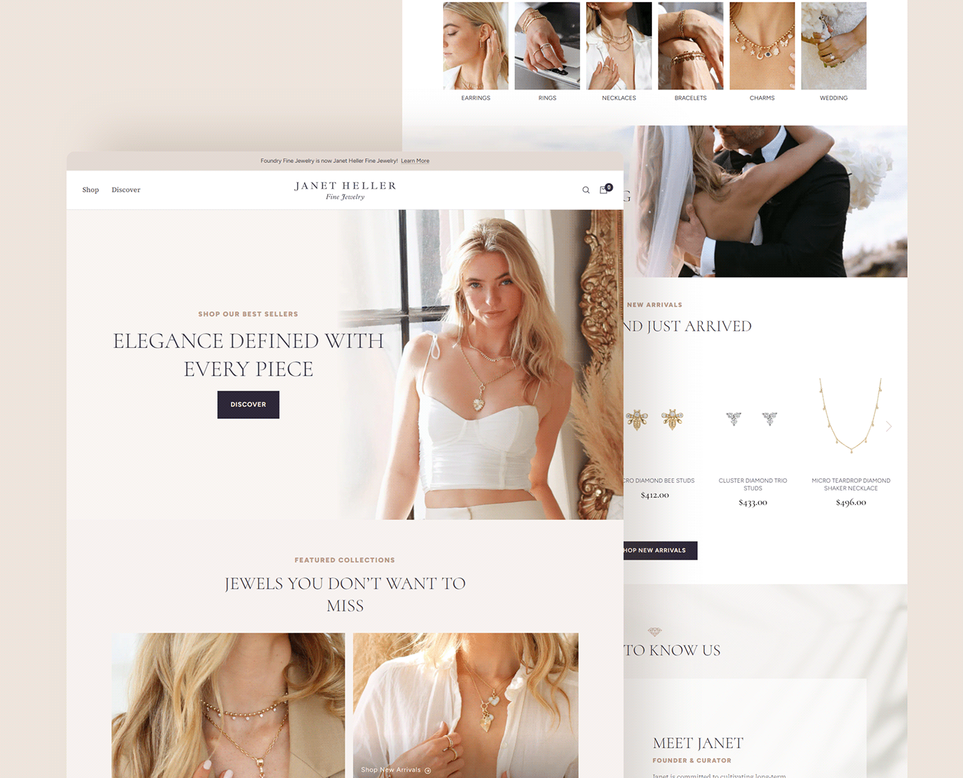 Ecommerce ecomm Shopify Web Design  Website Design UI/UX Figma Website jewelry
