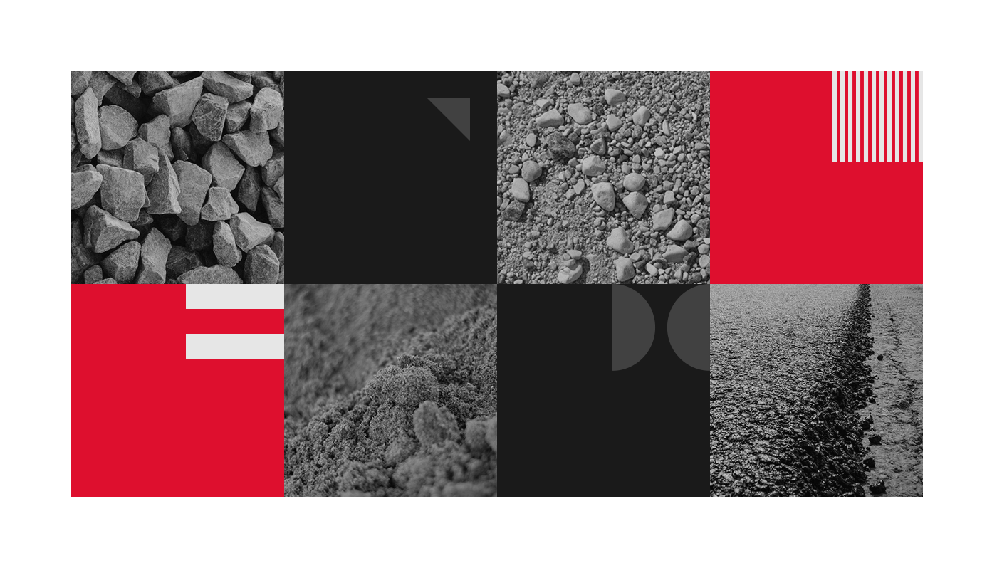 identity brand design red pattern black trucks excavators