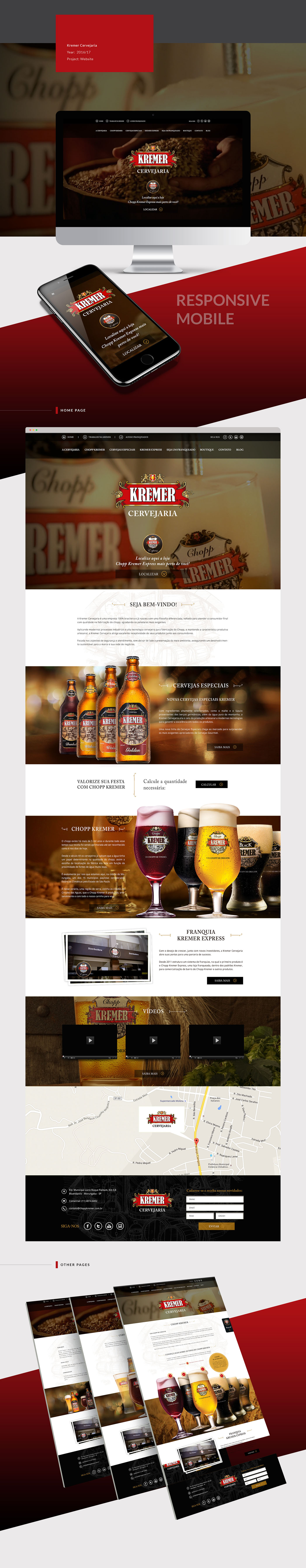 Web Design  graphic design  beer Cerveja chopp Kremer Responsive