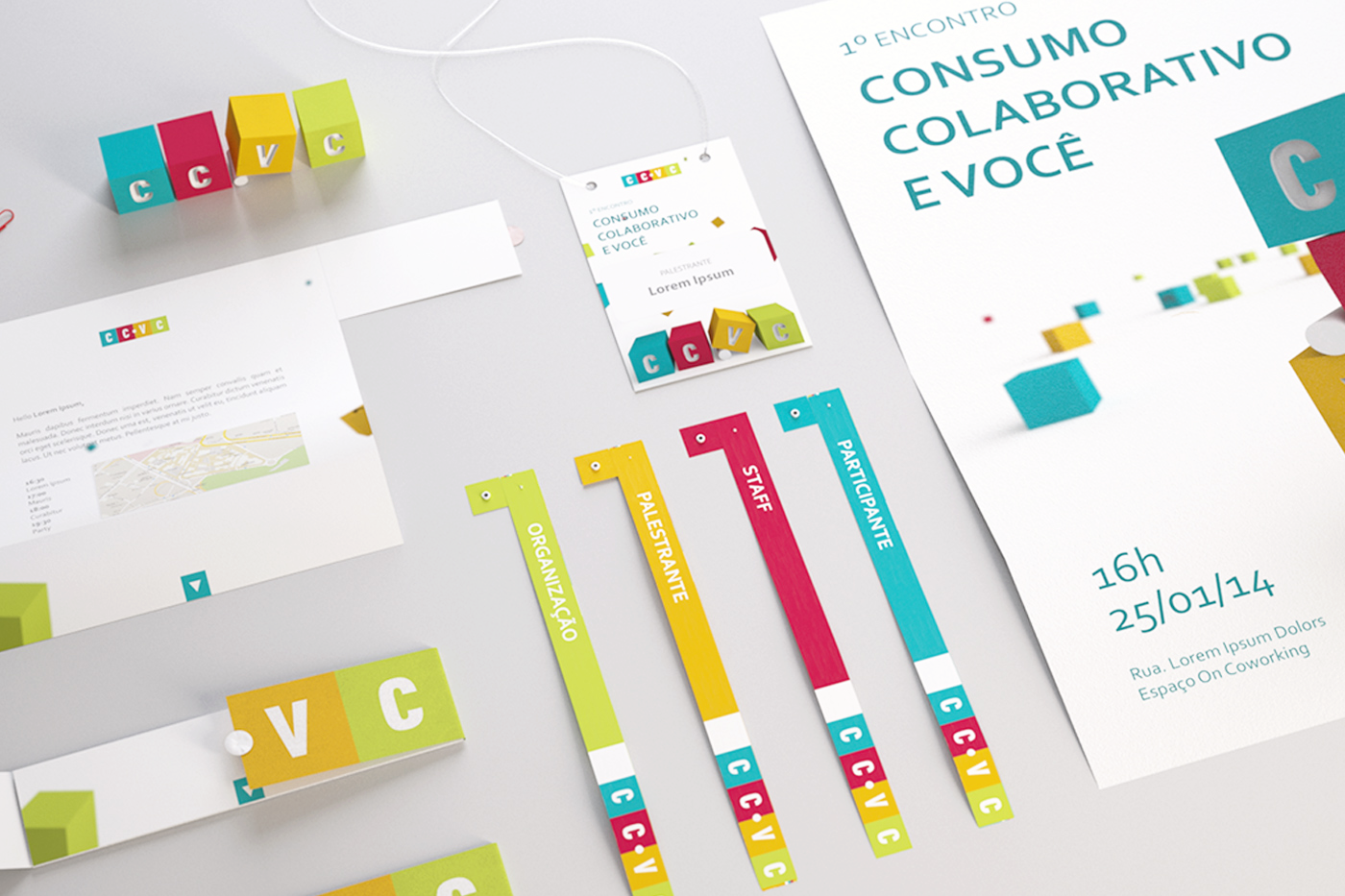 brand logo visual identity brand identity identidade visual marca print Event conference Stationery red blue yellow green papelaria