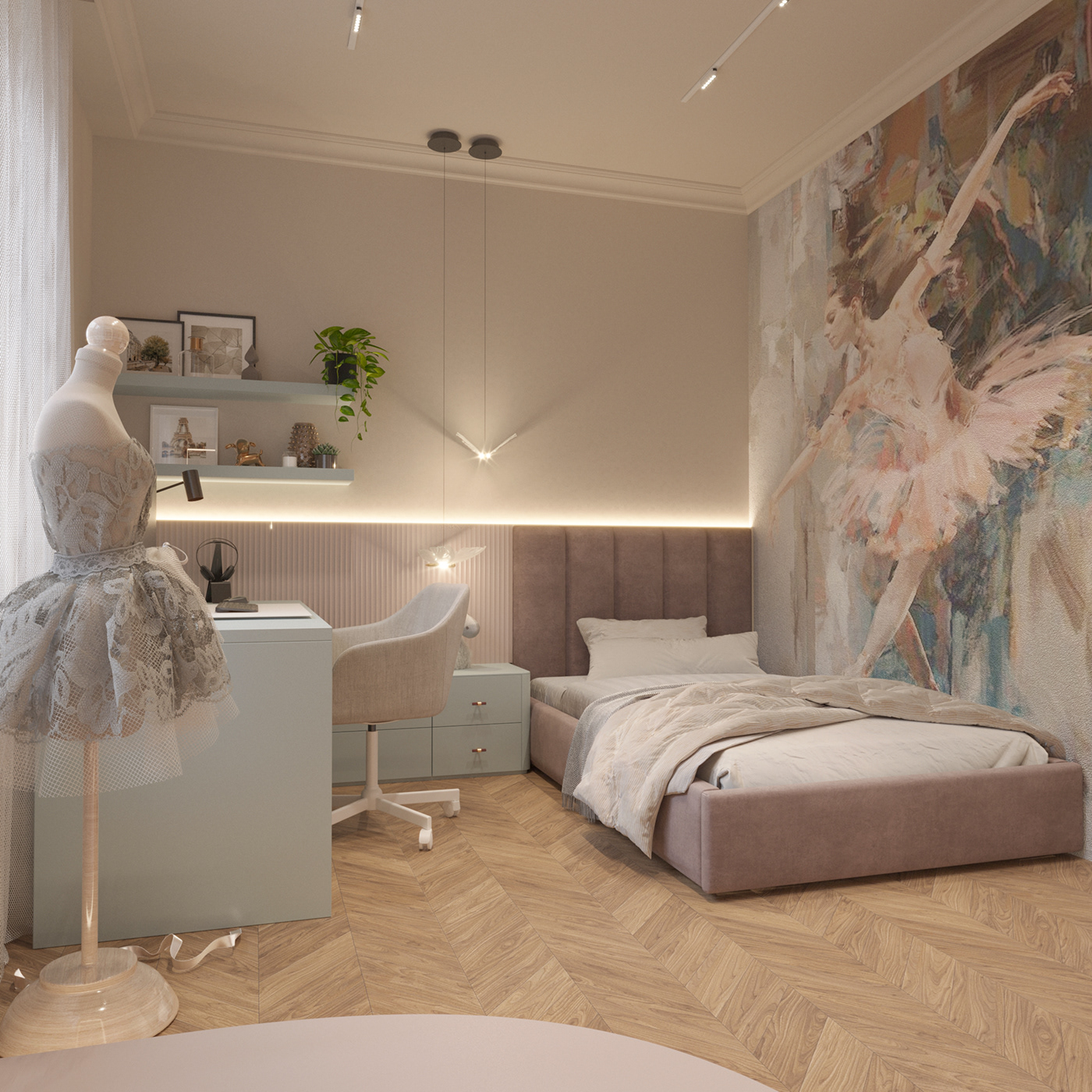 design interior design  bedroom visualization 3ds max Render kidsroom childroom architecture archviz