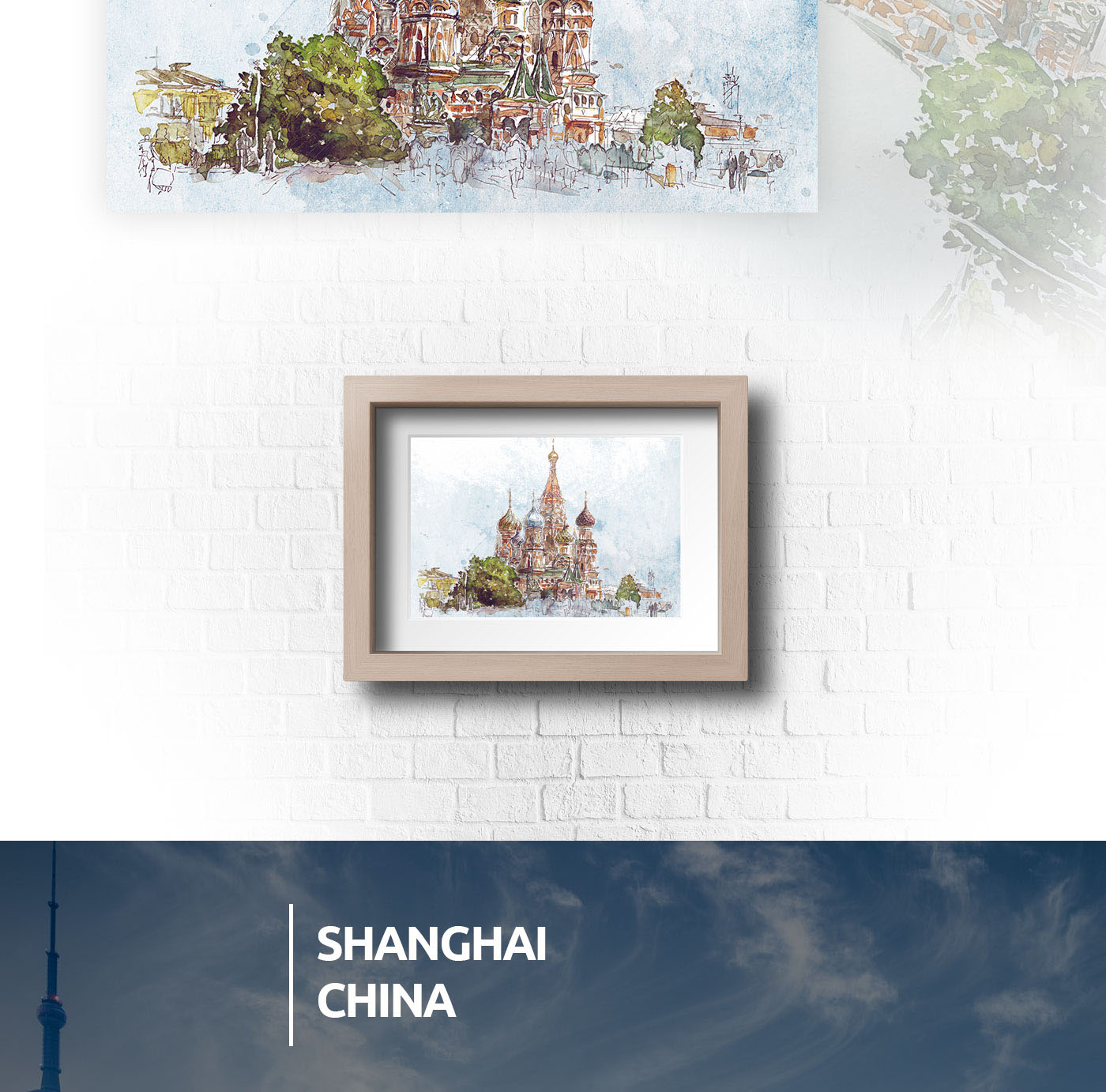 watercolor photoshop sydney New York singapore Moscow shanghai London vacation journey