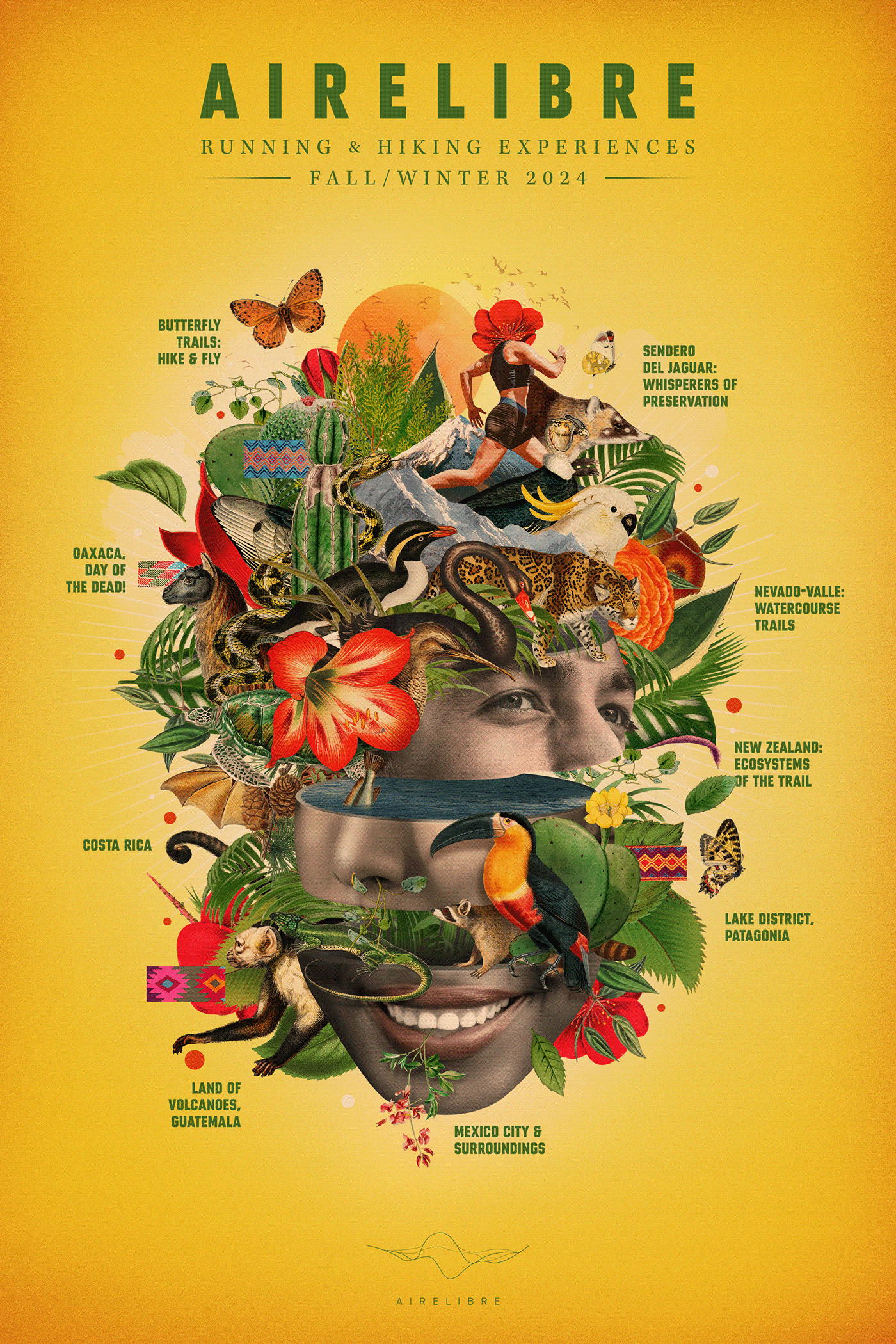 collage ILLUSTRATION  running surrealism Nature Flowers poster Digital Art 