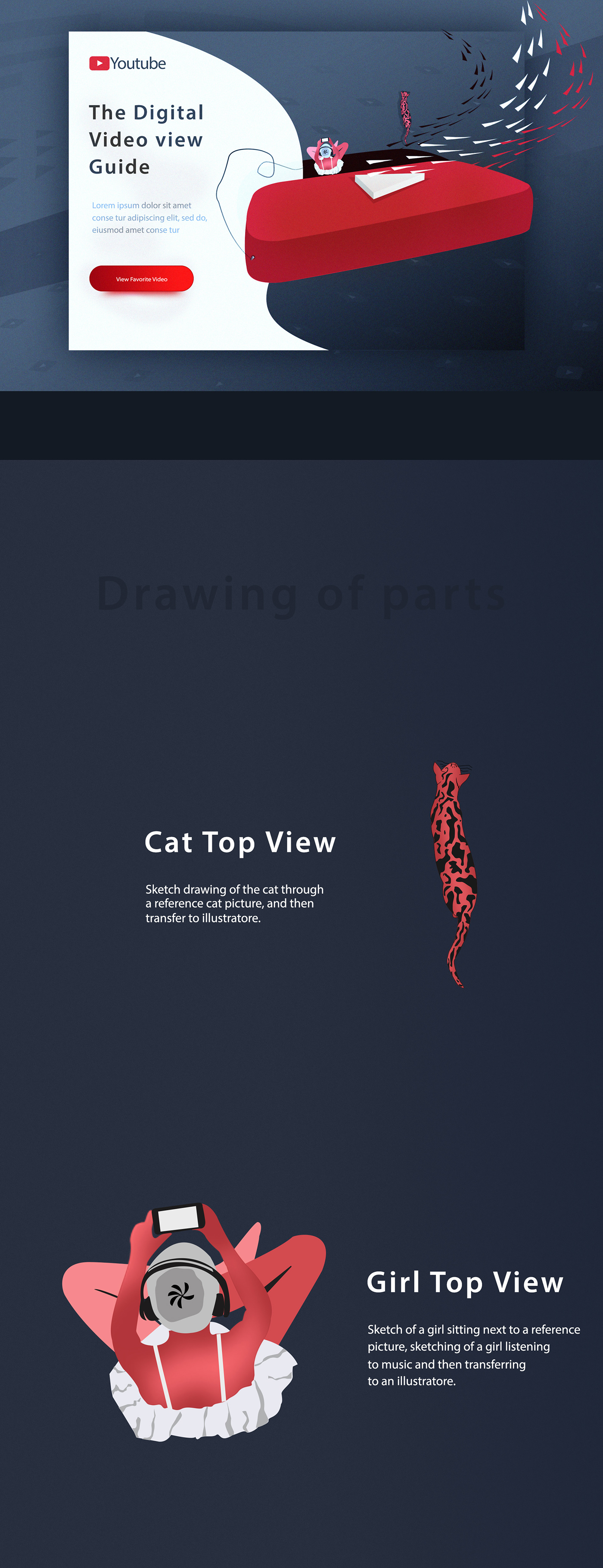 youtube coloring Illustation Drawing  Web Design  Webdesign graphic design  banner muharrem yağan