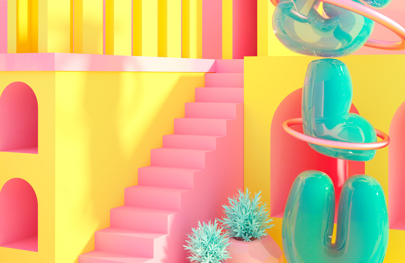 tipography 3D Interior design c4d video amazing environments colors motion