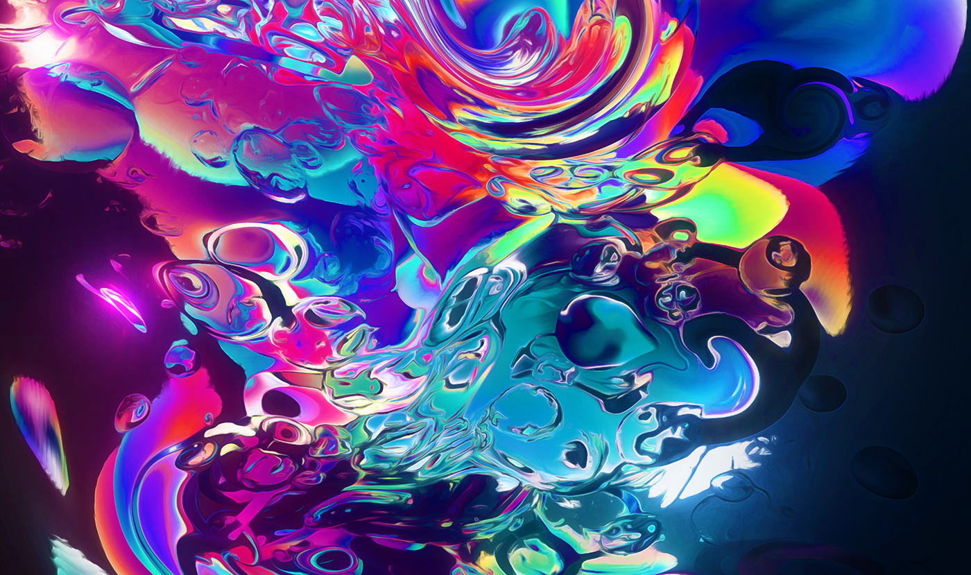 abstract weird psychadelic rainbow Liquid paint digital crazy glow