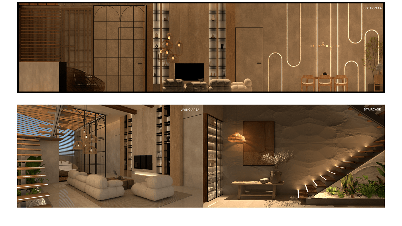 Residential Design Render SketchUP Wabi Sabi Japandi interior bedroom design interior design  minimalist design rattan furniture