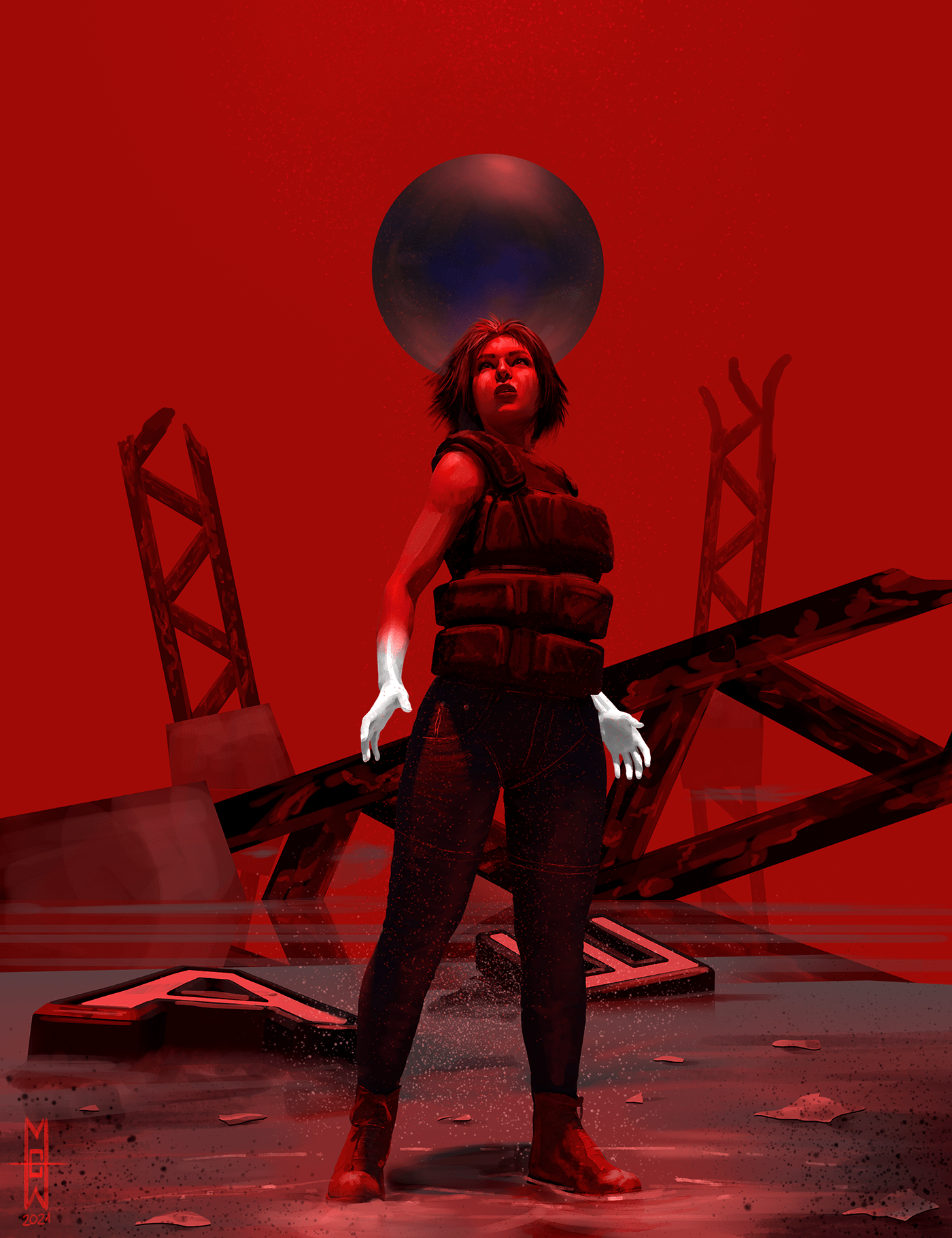 Character Digital Art  ILLUSTRATION  Limbo metal painting   red Scifi Supernatural Void