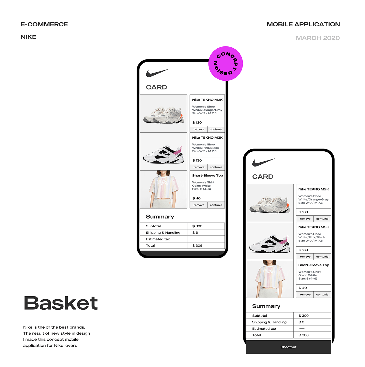 application design Ecommerce interaction minimal modern Nike shop typography   uiux