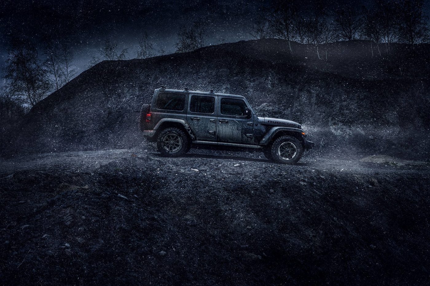 automotive   car dark jeep night photoshop Sony splash water Wrangler