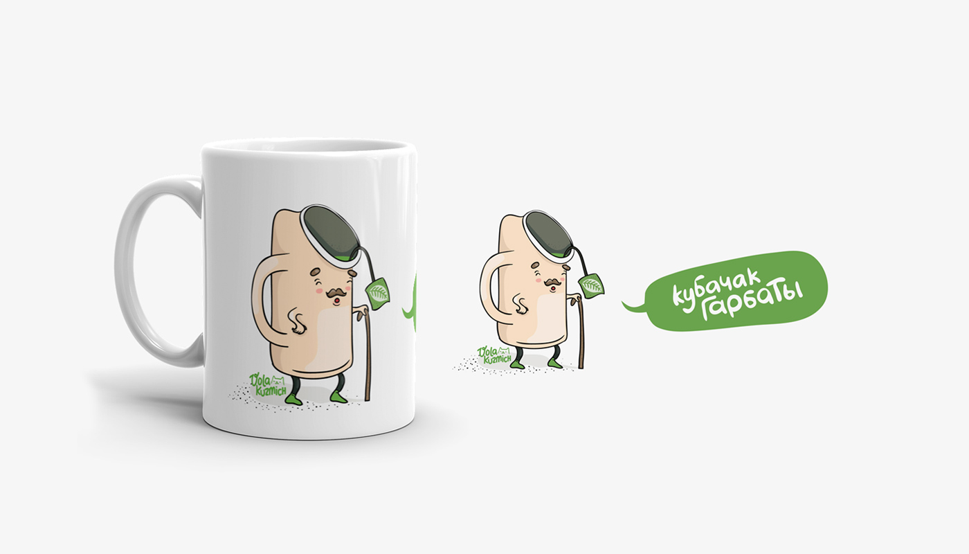 Mug  Coffee tea Cat comic doodle Character minsk belarus