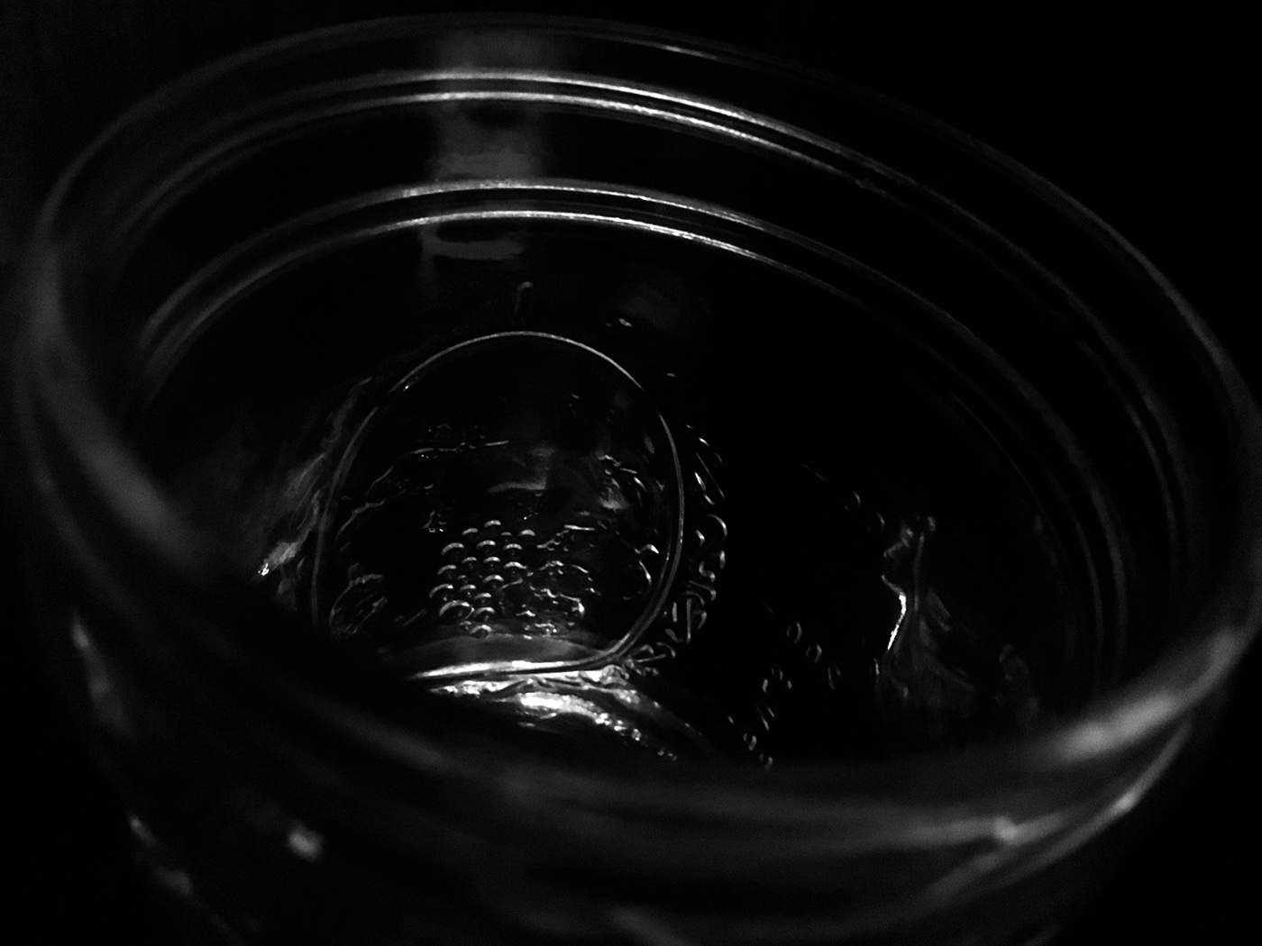 mason jar glass black & white clear detail