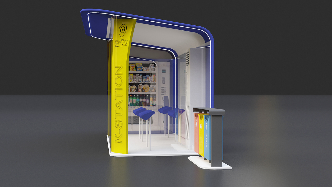 Kuwait dubai Saudi Arabia riyadh KSA bus stop booth 3D Render visualization