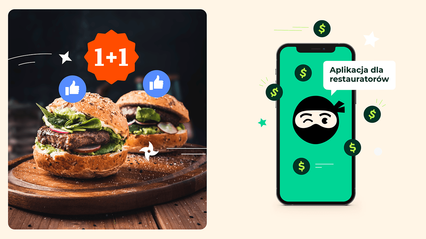 Hero logo brand identity Food  app UI/UX ordering delivery gastro ninja