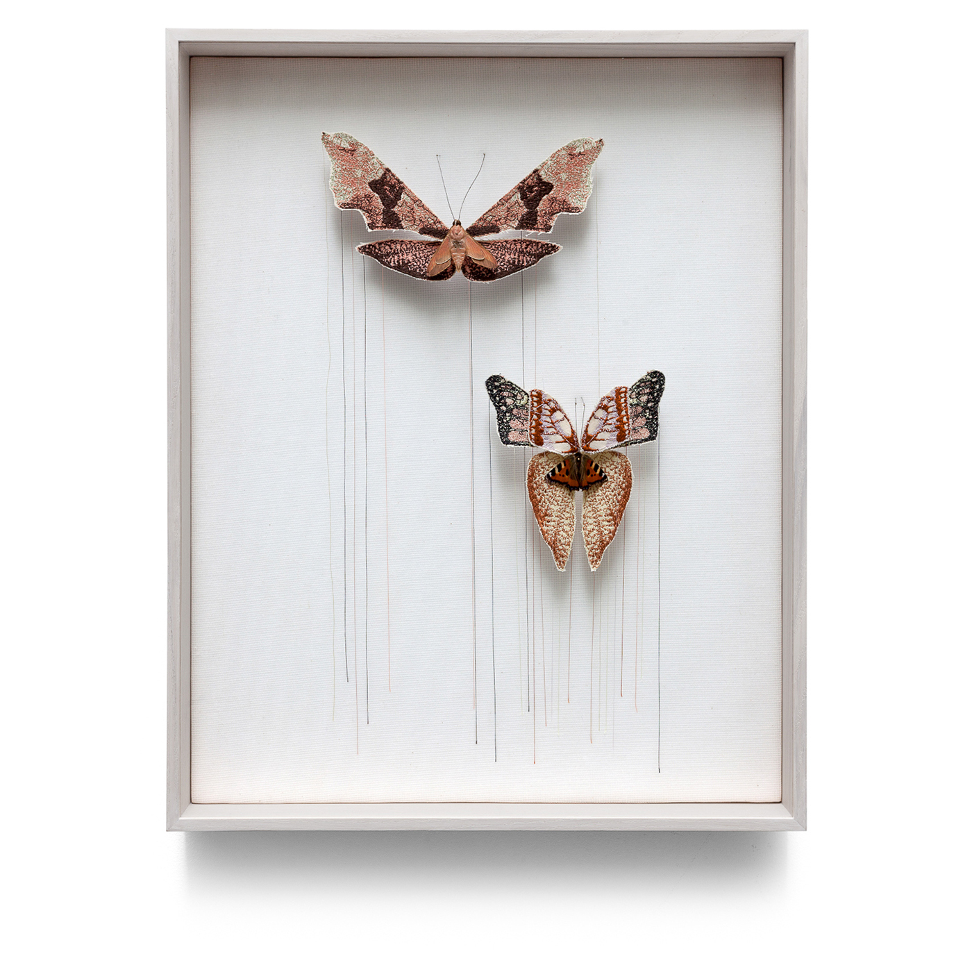 butterflies textile glass collage