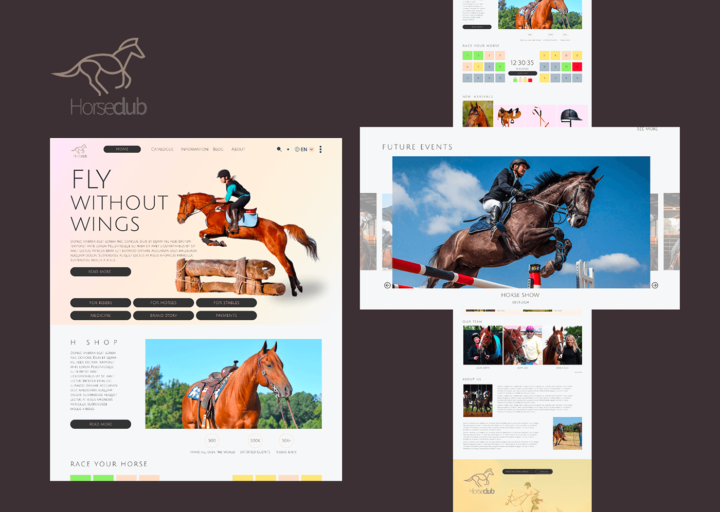 horses Website site Web Design  Figma UI/UX landing page design brand identity branding 