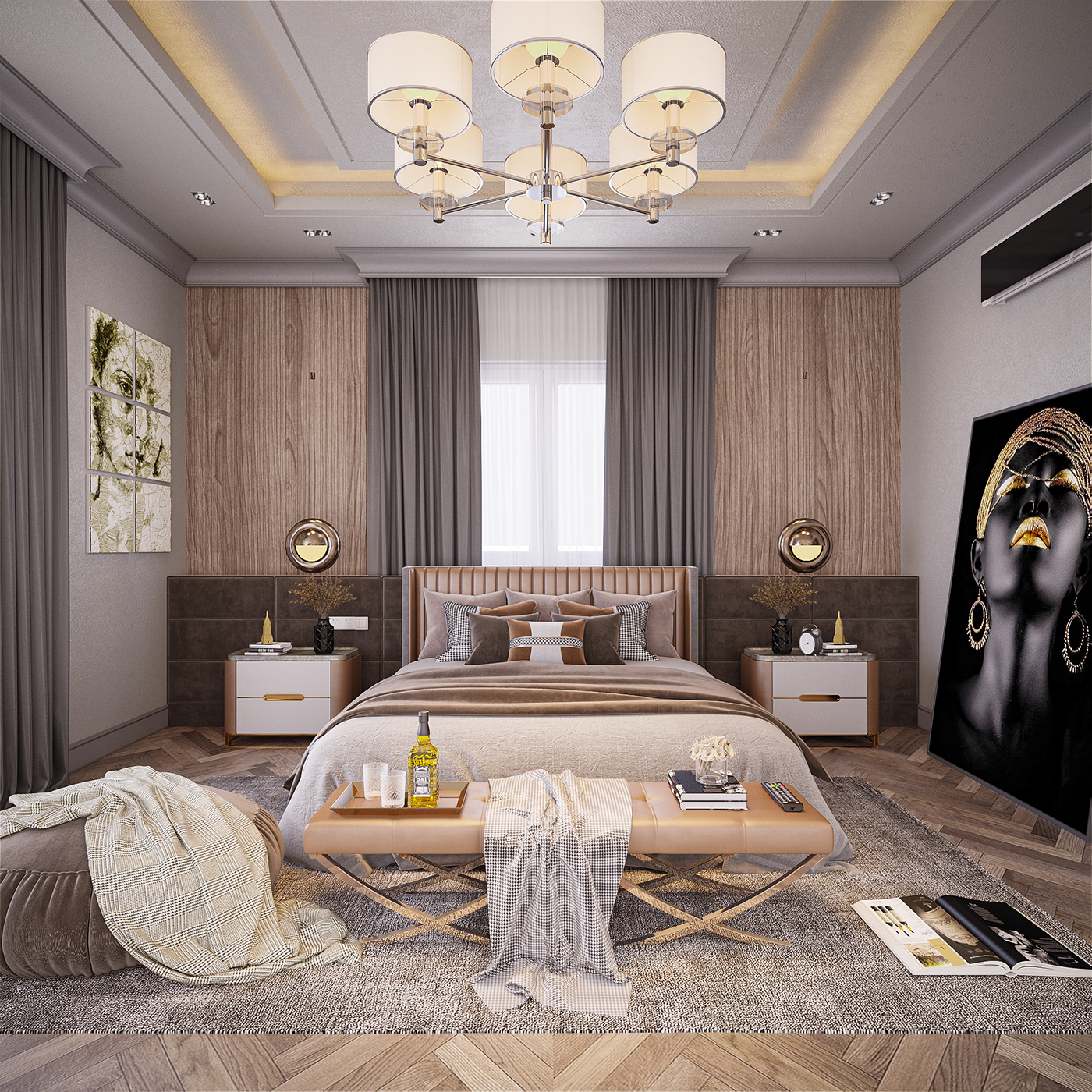 architecture art CGI decor design Interior modern 3D bedroom luxury