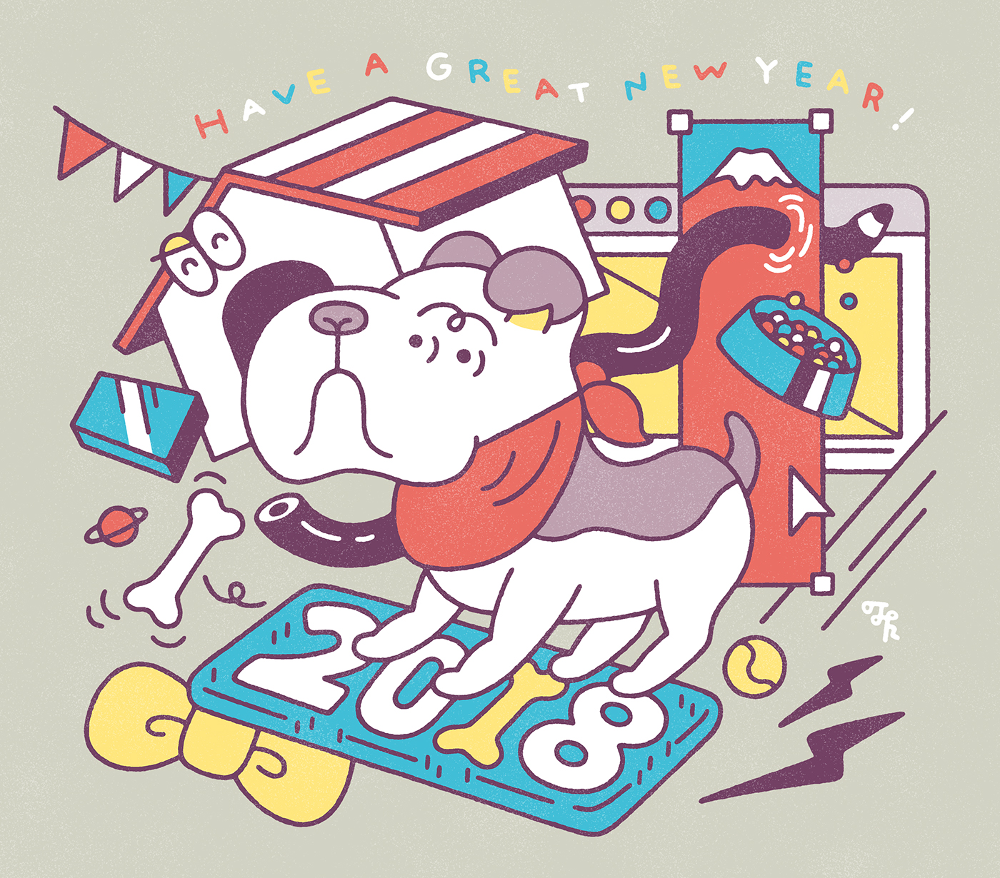 ILLUSTRATION  Drawing  graphic design  new year animal dog japan postcard Character