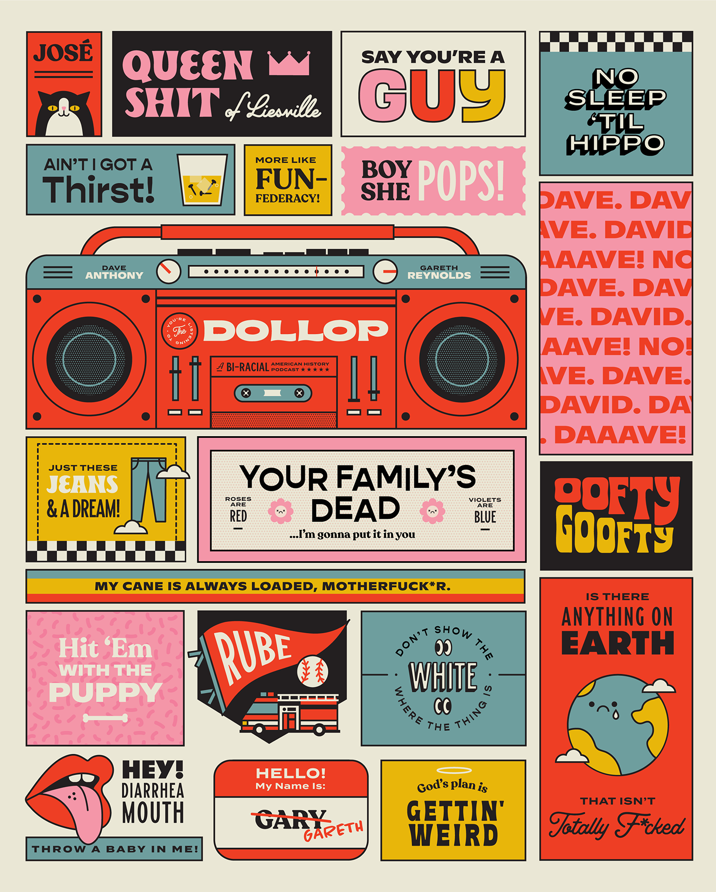 design Digital Art  ILLUSTRATION  podcast poster Quotes The Dollop type typography  