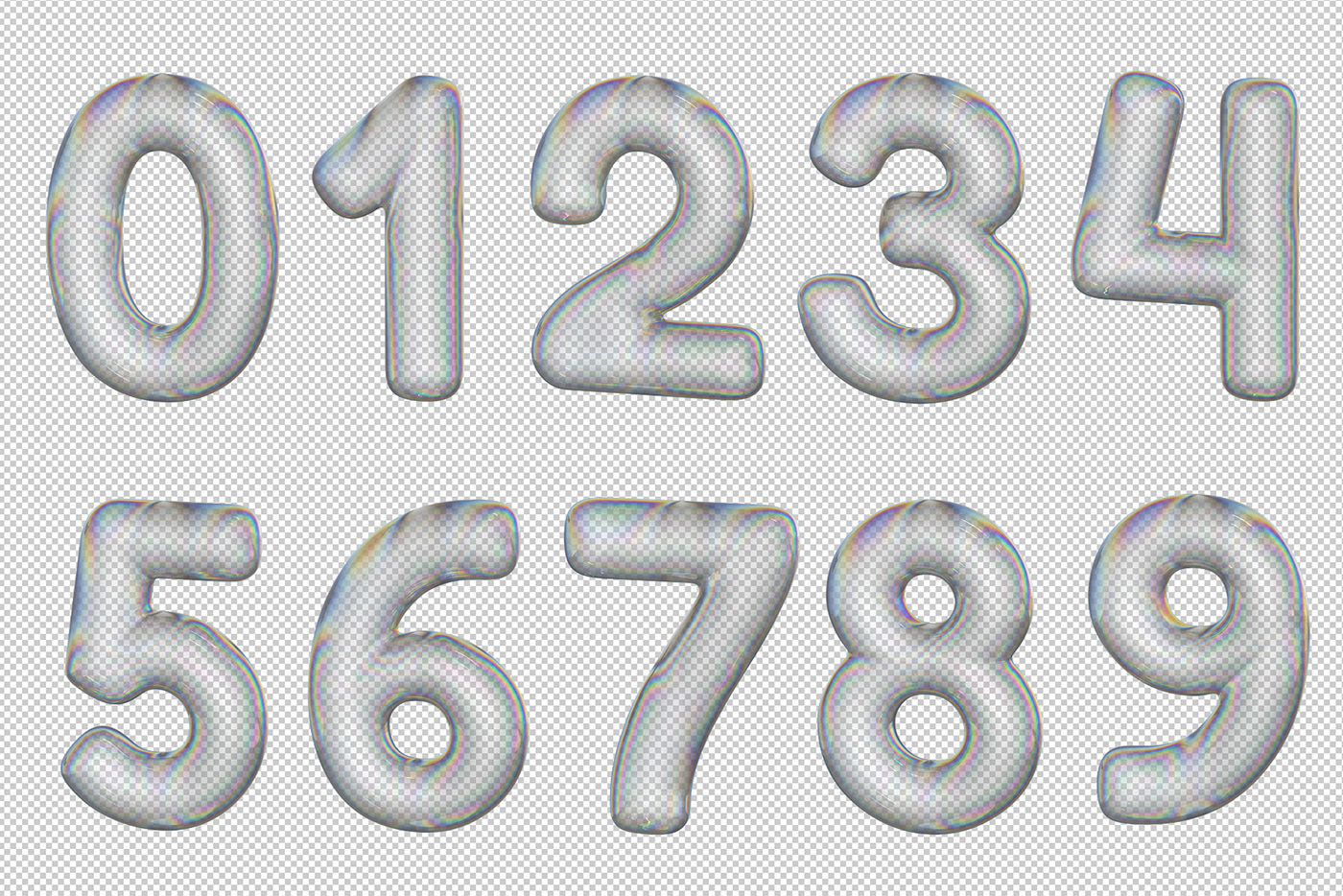 3D alphabet bubble letters text