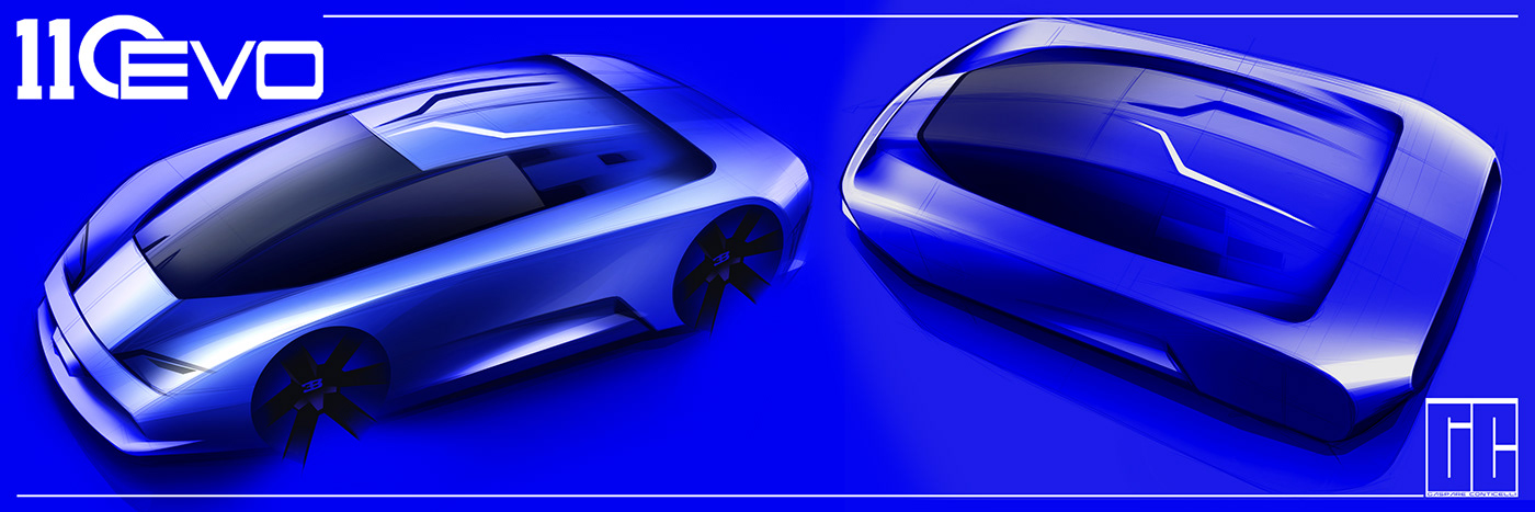 bugatti car carsketch centodieci conceptcar conticelli eb110 iconic sketch supercar