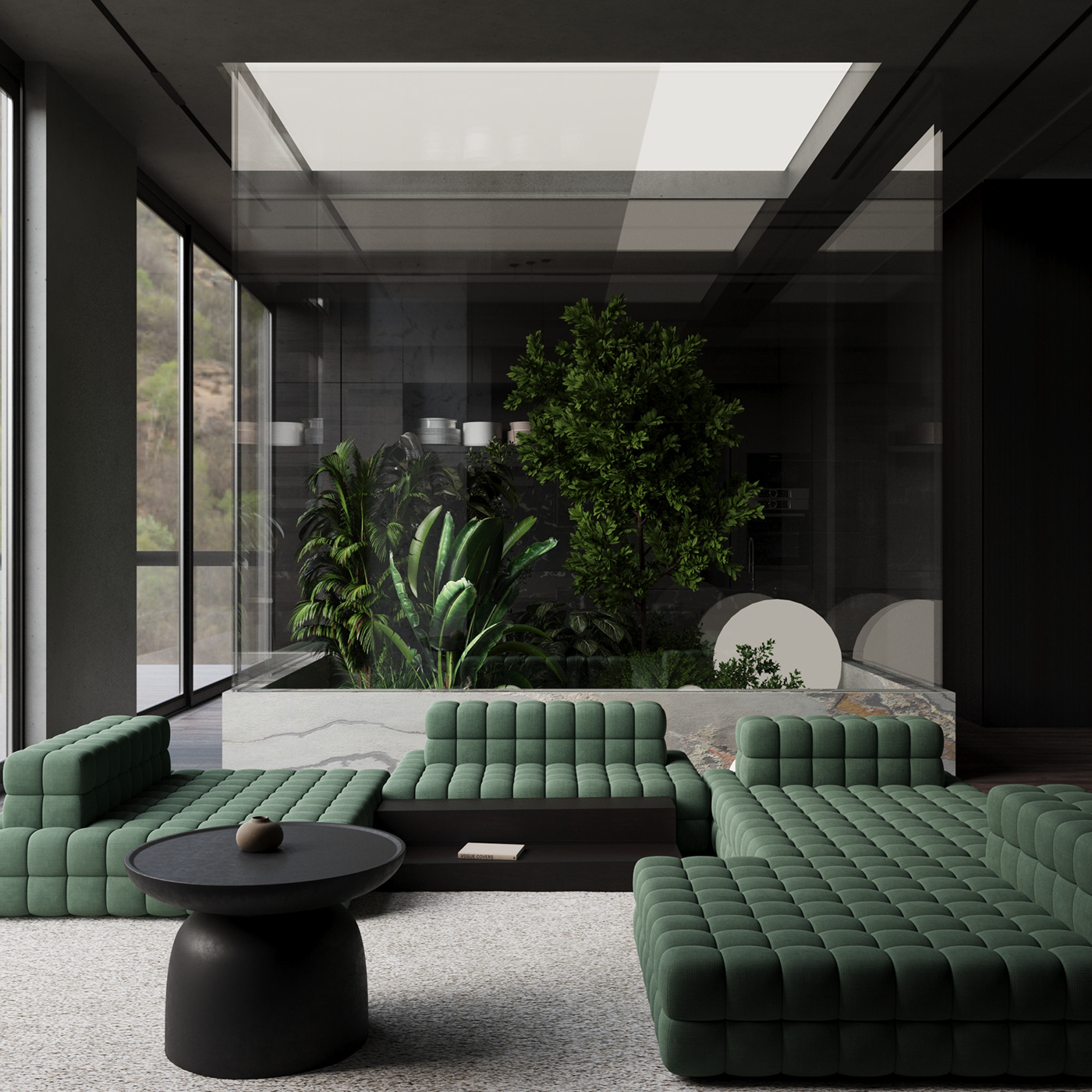 living room architecture visualization Render 3D modern corona