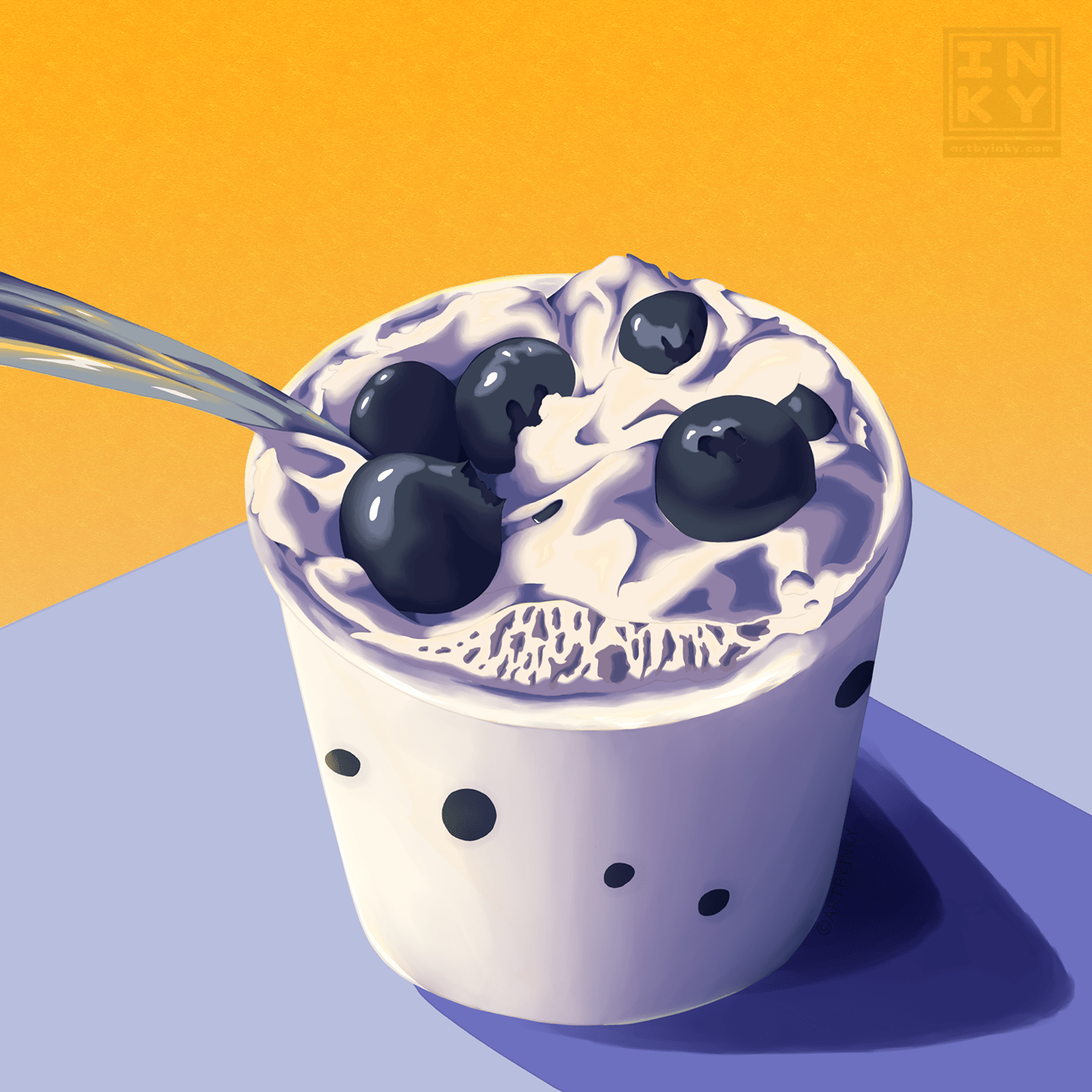 blueberries CLIP STUDIO PAINT coloring digital illustration digital painting Food  food art ILLUSTRATION  still life yogurt
