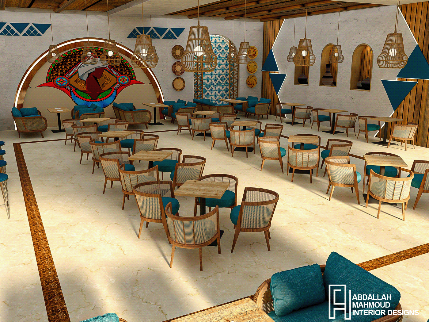 interior design  Nubian aswan nubian style graduation project restaurant cafe Cafe design coffee shop restaurant design