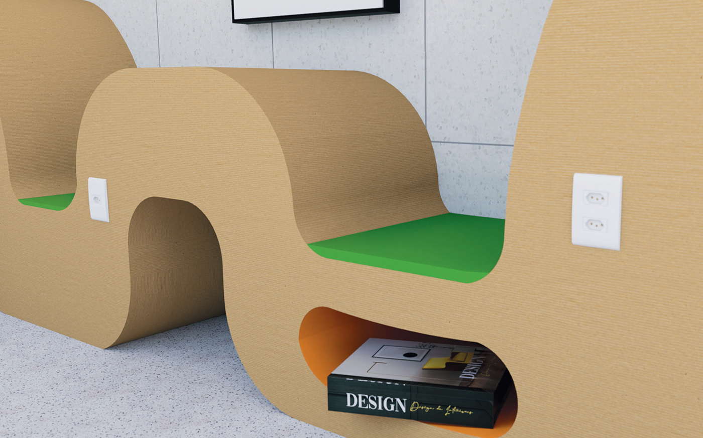 art blander design design de produto Interior interior design  papelão product design  Render sustentabilidade