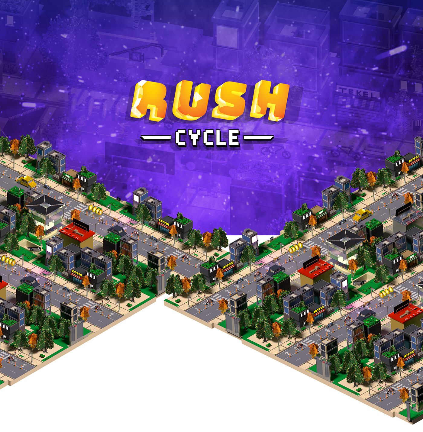 3D Bicycle game game design  ios mobile game phone phone game  voxel voxel art
