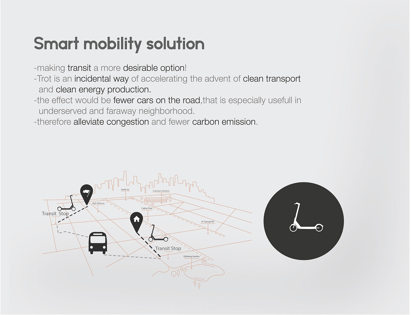carbon emission commute Design Pitch Deck design presentation environment friendly Escooter future Transport