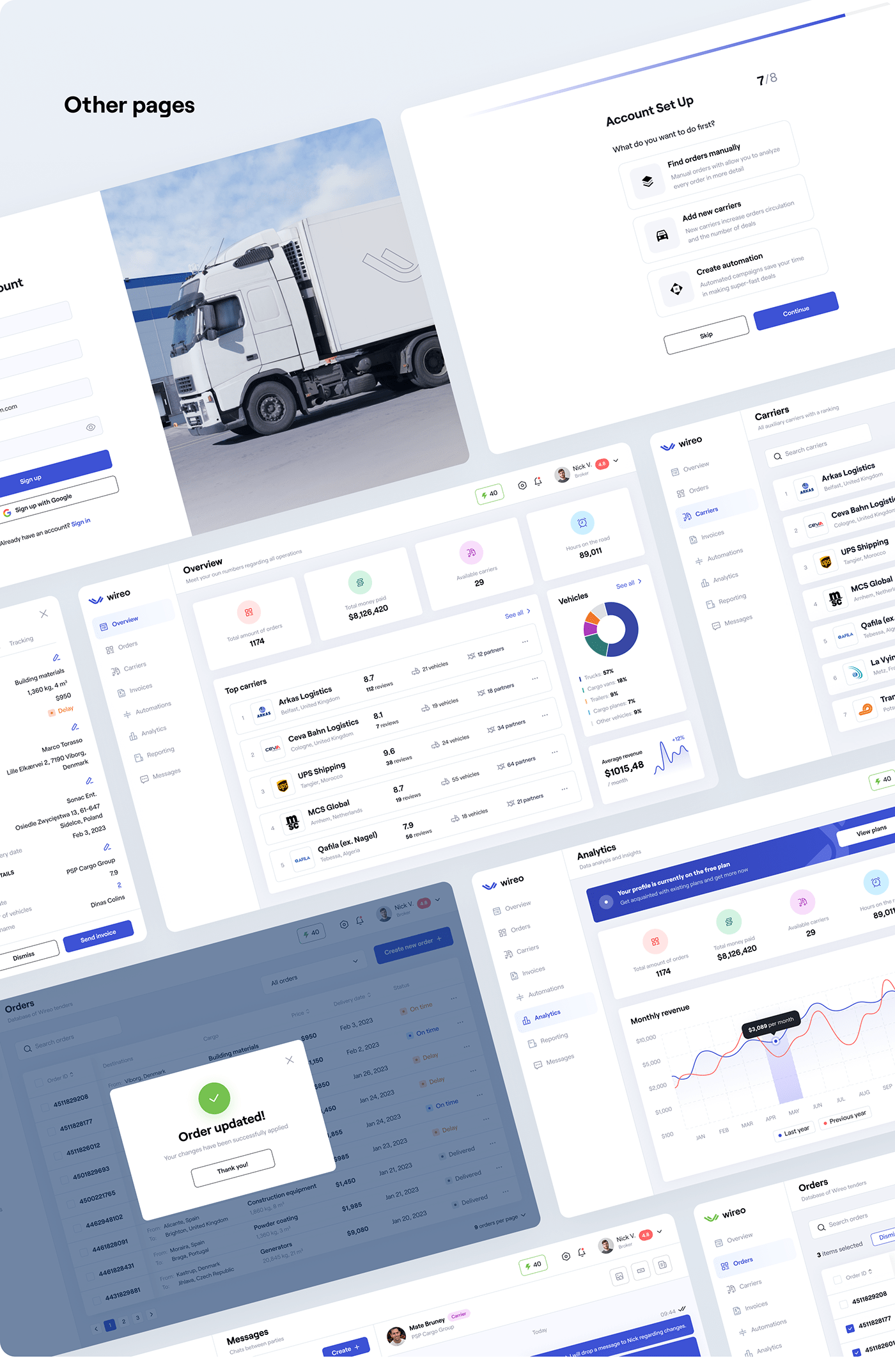 web app ux Fireart user interface user experience Logistics Cargo delivery app UI