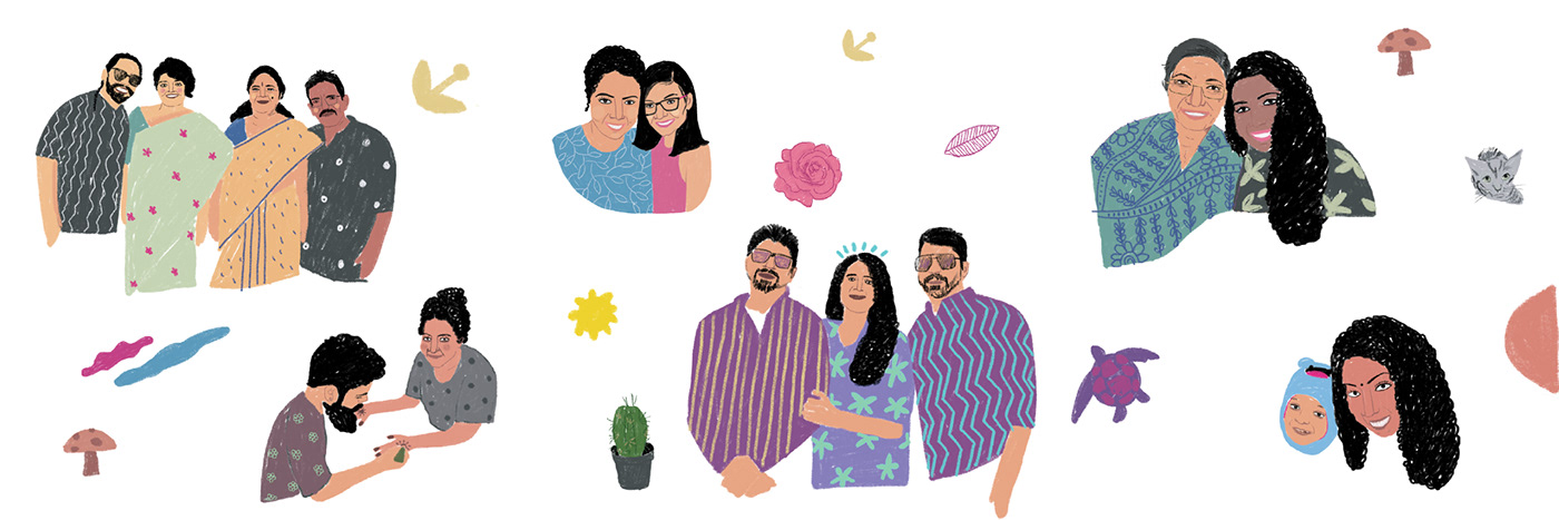 friends family illustrtaion adobe Drawing  wedding couple marriage Love colours