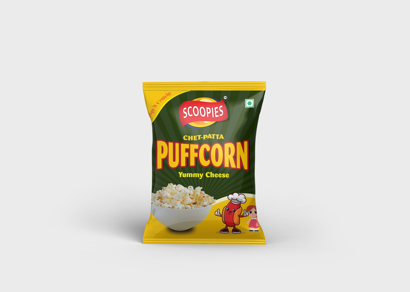 Pop corn snacks Namkeen pouch Pouch Packaging Packaging Mockup brand identity