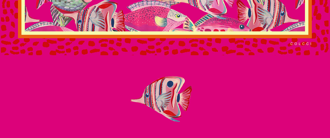 acrilic design draw Drawing  fish Ilustração painting   pattern Patterns textile