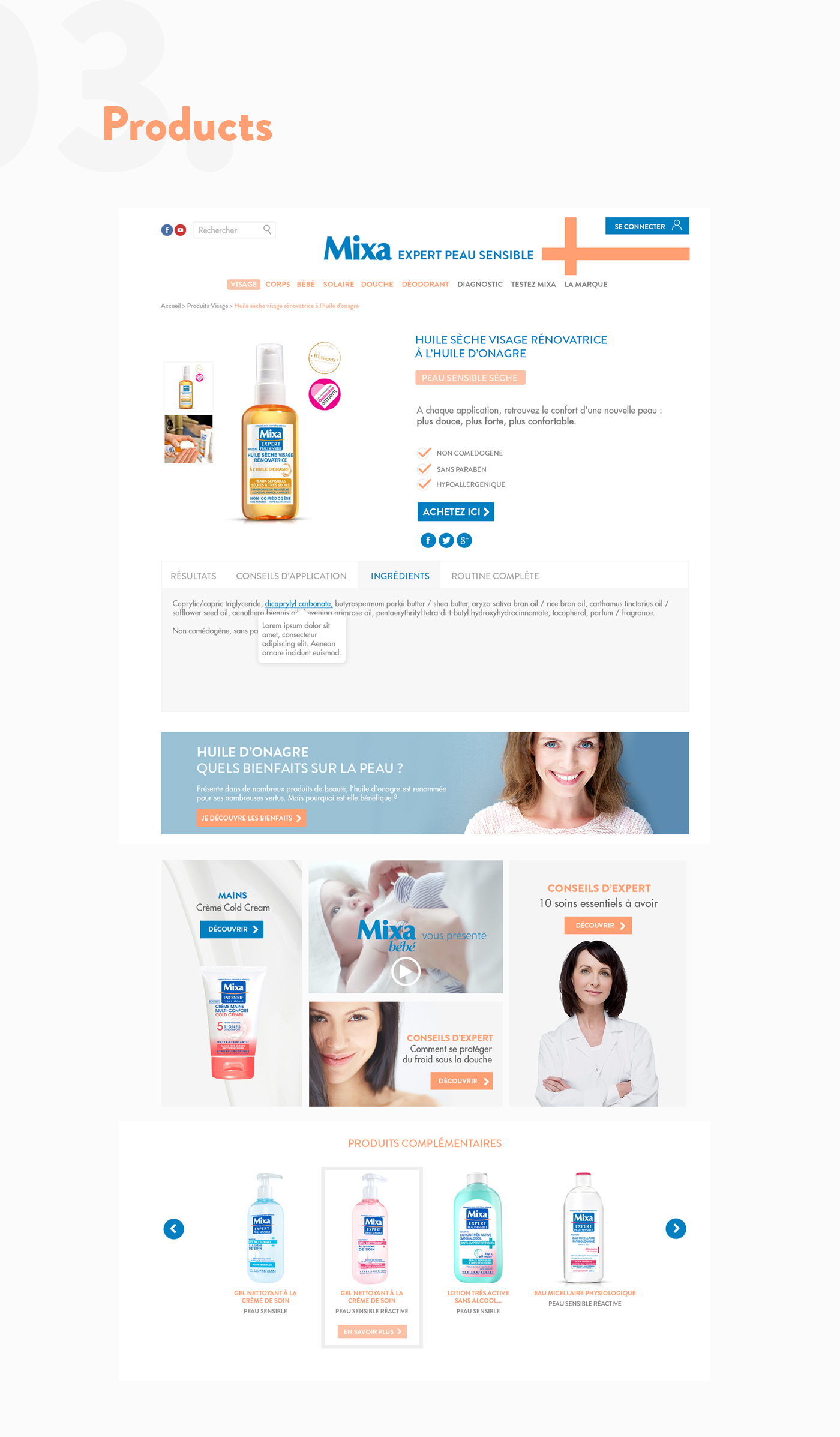 beauty redesign UX UI Cosmetic skincare mixa branding  Website user experience products