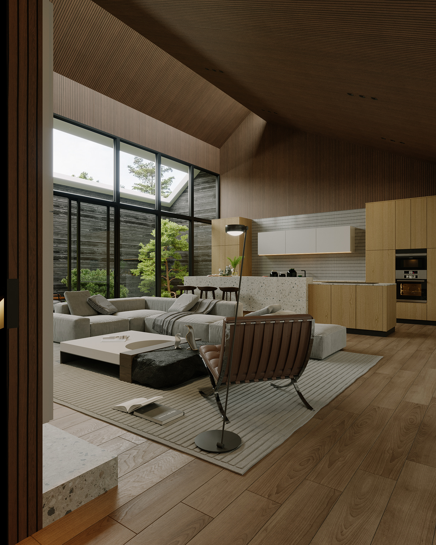 LOFT apartment wood interior design  Cottage