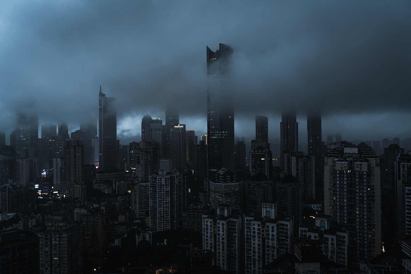 architecture city fog