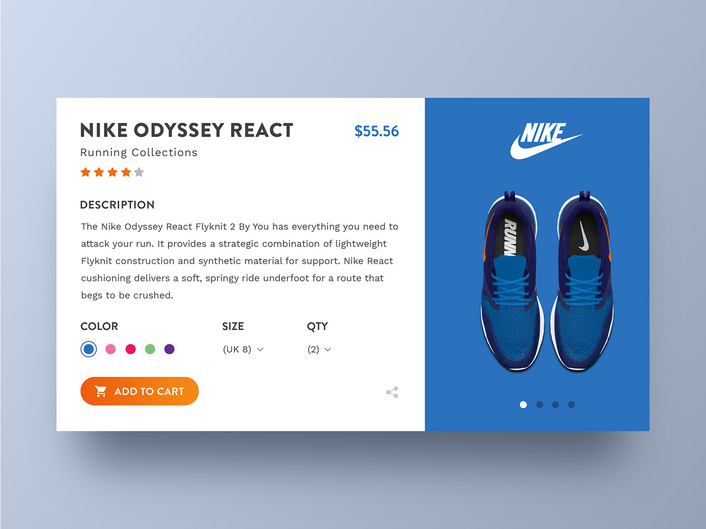 clean Nike Product Page shop UI Web