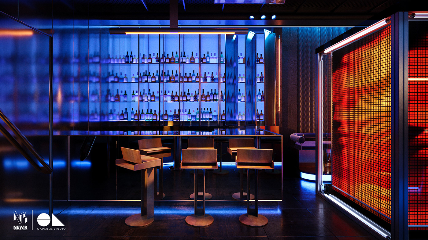 lounge bar visualization Render