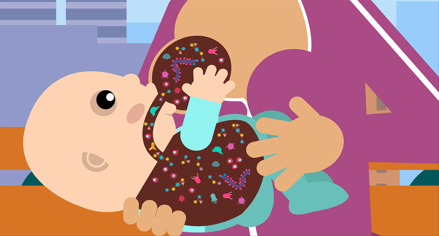 animation  breastfeeding Cartoon Illustration children explainer Flat Vector Health motion graphics  Pediatrics
