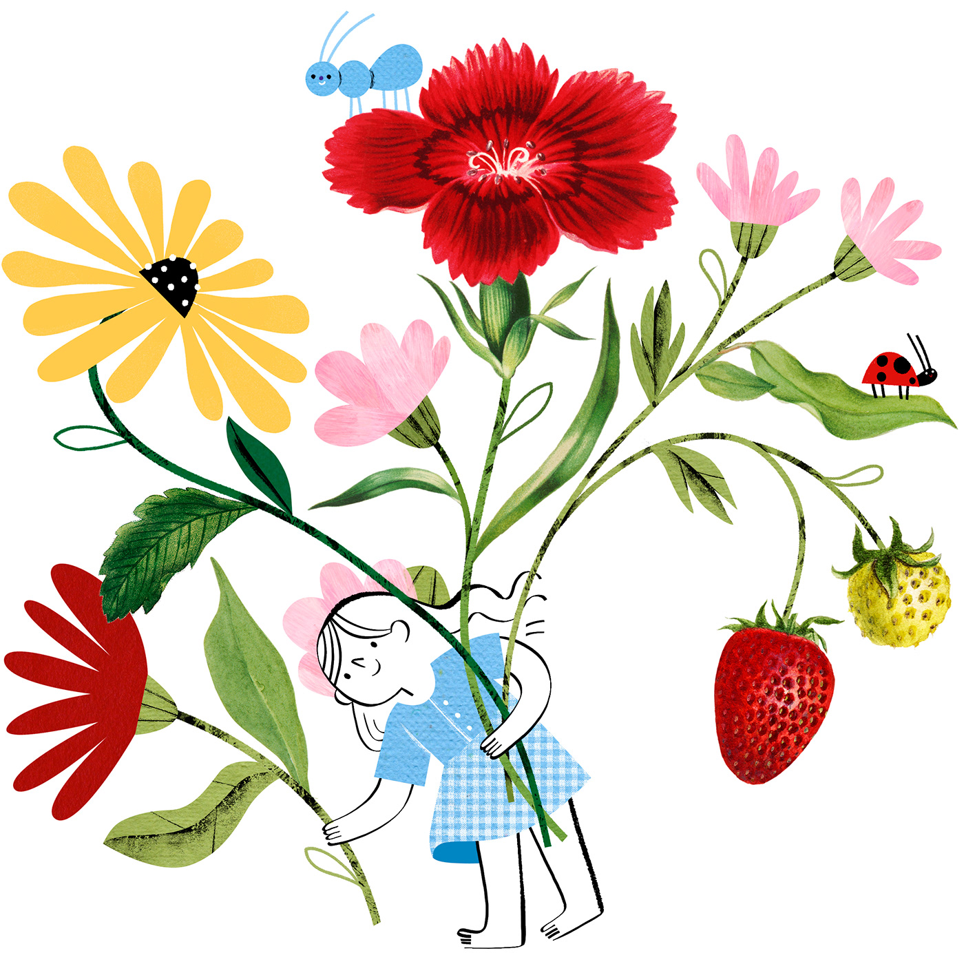 ant Bouquet bugs flower girl leaf spring strawberry