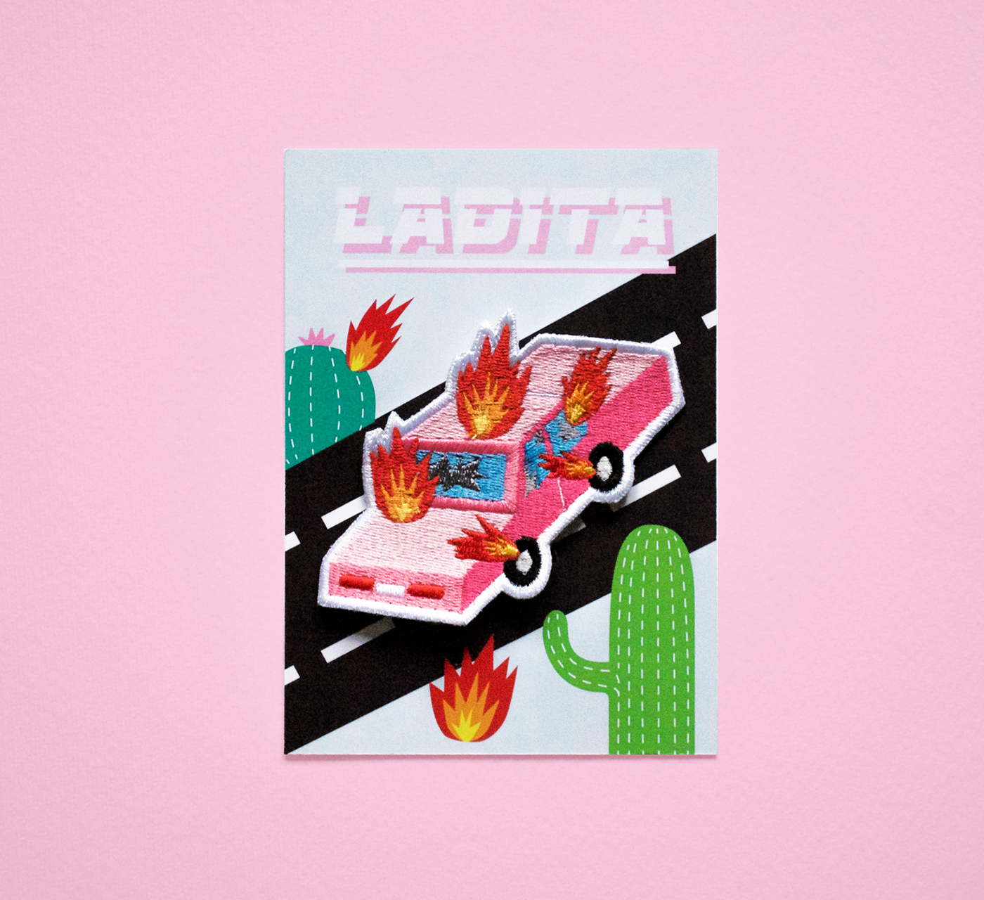 ILLUSTRATION  patchgame lada Fashion  patch Embroidery pink car